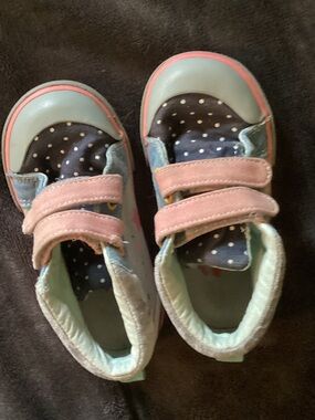 See Kai Run Girls Mint and Pink Velcro Sneakers
